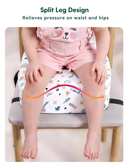 Babelio ErgoUp Booster Seat for Kitchen Chair, Promote Proper Upright Posture, Toddler Booster Seat for Dining Table, Removable & Washable Cover, Suitable for 18 Months to 5 Years, White Elephant