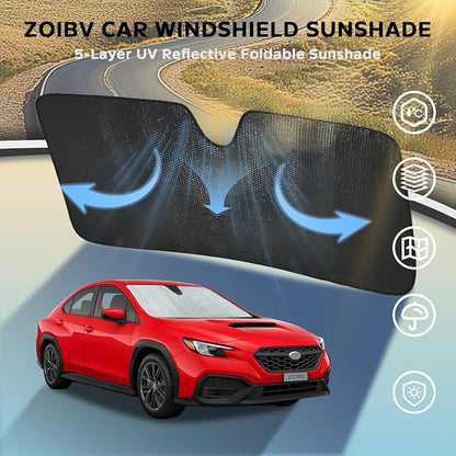 Car Windshield Sun Shade for 2017-2025 Subaru Impreza WRX Sedan Hatchback STI Front Window Sunshade Sun Visor Protection Cover Accessories -5-Layer Bubble Foldable Thicken Blocks Heat & UV Rays