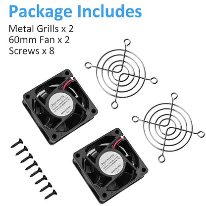 60mm 12V DC Cooling Fan - PANOMOUNTS CF6025 High Airflow 60mm 25mm 12V 2Pin Amp Fans for Car Audio Vent Cooling Fan Low Noise 5600RPM 2-Pack