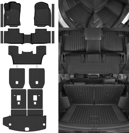 Floor Mats for Dodge Durango 6 Seats/Captain Seat 2016-2025 2026, Trunk Mat and Backrest Mats & Door Sill Guard All Weather TPE Protector for Dodge Durango Accessories