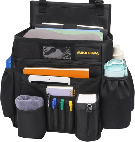 MIKKUPPA Car Front Seat Organizer - Upgraded Enlarged Passenger Seat Organizer with Dedicated Laptop Tablet Storage & Cup Holder, Suitable for Car File Organizer & Patrol Bag Law Enforcement