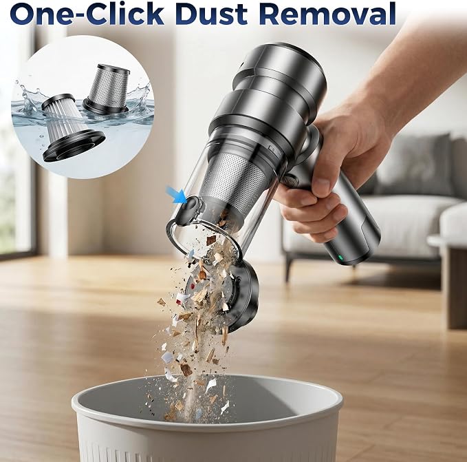 Handheld Cordless Car Vacuum Cleaner - 21000PA Brushless High Power & Multi-Nozzles Car Vacuum, 4-in-1 Portable Mini Air Duster for Car Home Office Pet