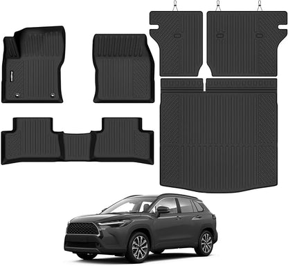 Floor Mats for 2022-2026 Toyota Corolla Cross Hybrid, Trunk Mat and Backrest Mat All Weather TPE Protector for Toyota Corolla Cross Accessories