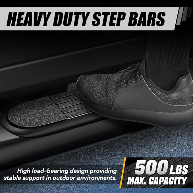 Auto Dynasty 3" Running Boards for 1999-2019 Chevy Silverado GMC Sierra 1500 2500HD 3500HD Extended Cab, Stainless Steel Nerf Bars, Black Powdercoated Non-Slip Side Steps