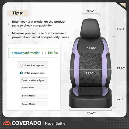 Coverado Car Seat Covers, Front Seat Covers, 2 Front Automotive Seat Cover, Mesh Breathable Seat Protectors, Universal Fit for Most Cars