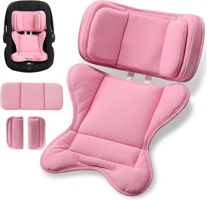 TinlyFinly Infant Insert Compatible with Doona, Graco, Britax, Chicco, Evenflo Car Seat, Adjustable Baby Head Body Support Cushion for Newborn to Toddler, Fits Infant Car Seat and Stroller (Pink)