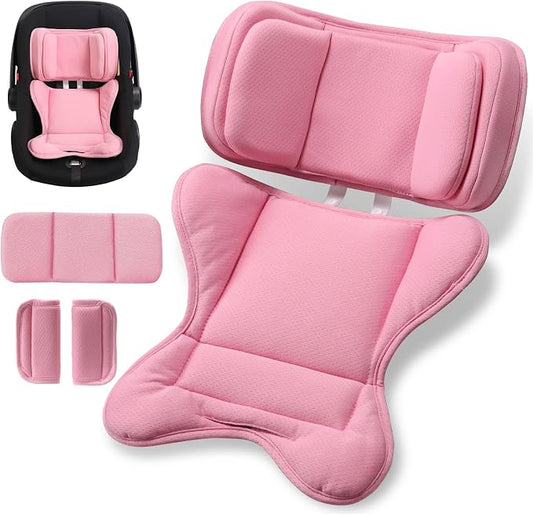 TinlyFinly Infant Insert Compatible with Doona, Graco, Britax, Chicco, Evenflo Car Seat, Adjustable Baby Head Body Support Cushion for Newborn to Toddler, Fits Infant Car Seat and Stroller (Pink)