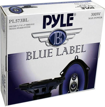 4) New Pyle PL573BL 5x7" 600 Watts 3-Way Car Coaxial Speakers Stereo Blue Four