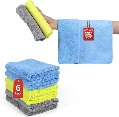 Car Wash Drying Towels, 450gsm Ultra-Thick Absorbent Lint-Free Extra Soft Microfiber Rags for Car Detailing, Interior & Exterior Cleaning Cloths, 16in x 16in - Microfiber, Mixed Colors, 6 Packs