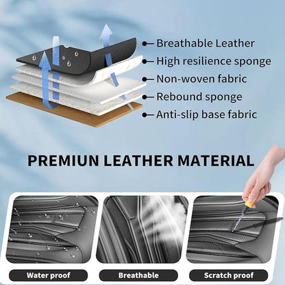 Fit Gladiator Car Seat Covers for Jeep Gladiator 2020-2025 2026 -Full Set Premium Leather, Waterproof & Breathable，All-Weather Seat Cushion Protecto & Airbag Compatible, 5 Seats All Black