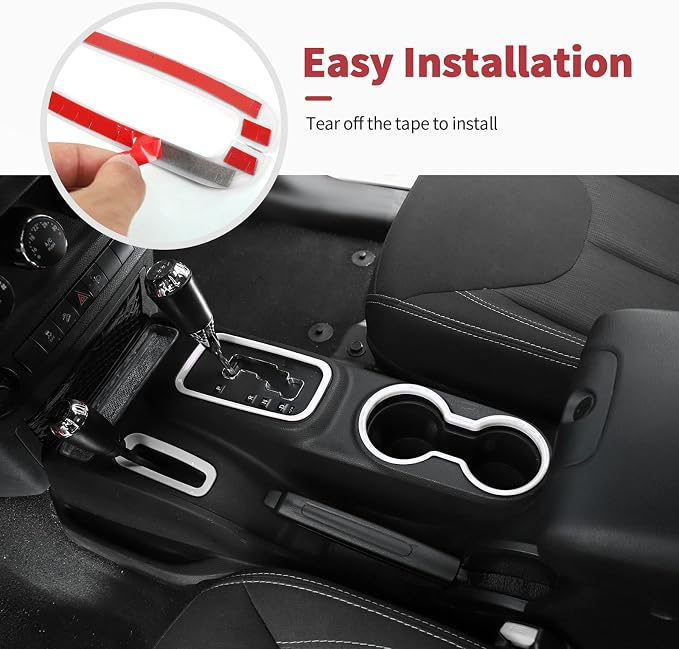 18PCS Full Set Interior Trim Kit for Jeep Wrangler JK JKU 2011-2018 4 Door,Center Console Door Handle Side Outlet Cup Holder Gear Cover Trim (White)