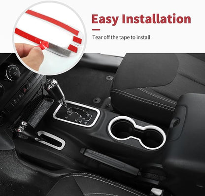 18PCS Full Set Interior Trim Kit for Jeep Wrangler JK JKU 2011-2018 4 Door,Center Console Door Handle Side Outlet Cup Holder Gear Cover Trim (White)
