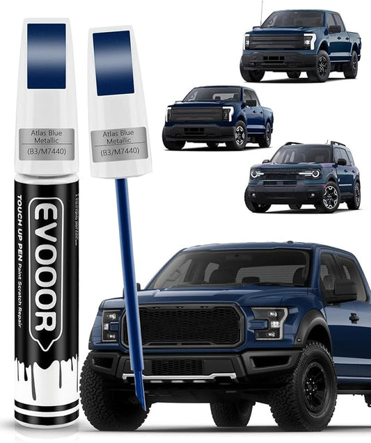 Touch Up Paint for Ford – Exact Match 2 in 1 Paint Pen for Chips and Nicks Repair (Atlas Blue Metallic(B3/M7440))