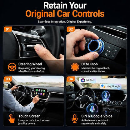 Wireless CarPlay Adapter & Android Auto Wireless Adapter, 2026 2-in-1 CarPlay Wireless Adapter for iPhone,Converts Factory Wired CarPlay/Android Auto to Wireless, USB/USB-C Dongle for Cars