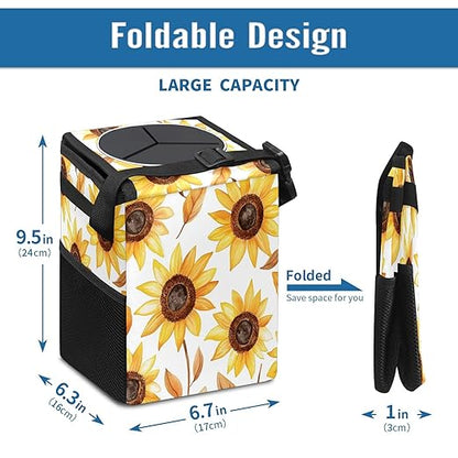 Car Trash Can – Multi-Purpose, Lightweight and Portable with Durable Water-Resistant Coating, No Installation Required, Practical and Ample Capacity, Variety of Colors.Beautiful Sunflower