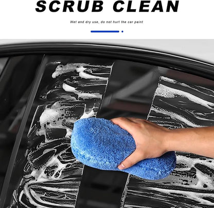 Car Wash Sponge, Large Microfiber Applicator Pad Non-Scratch Detailing Foam, Extra Absorbent Cleaning Sponge Universal Washing Supplies for Cars Trucks Motorcycles (Blue)