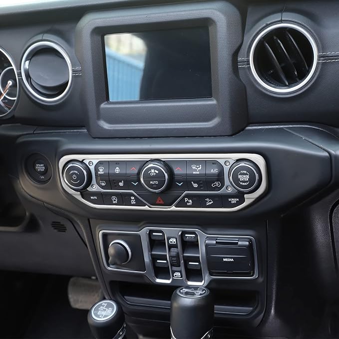 RT-TCZ Air Conditioning Dashboard Center Console Control Trim Panel Cover Interior Accessories Decoration Trim Kit for 2018-2022 Jeep Wrangler JL JLU & Jeep Gladiator JT (White)