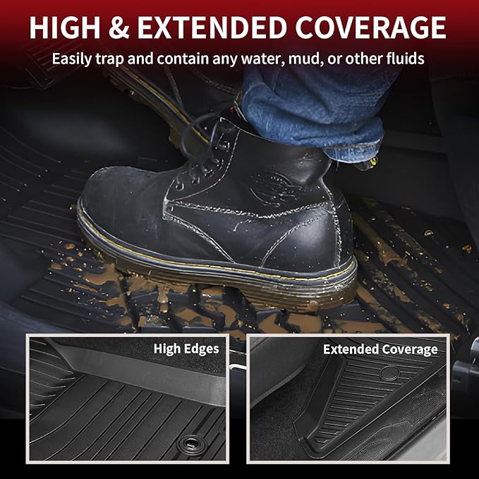 LASFIT Front Mats Fit for Tacoma 2016-2023 (Only Fit Auto Tran & 1st Row), Custom Fit All Weather Protection Durable TPE Floor Liners for 2024 2025 2026 Tacoma Accessories Front 1st Row Row Car Mats