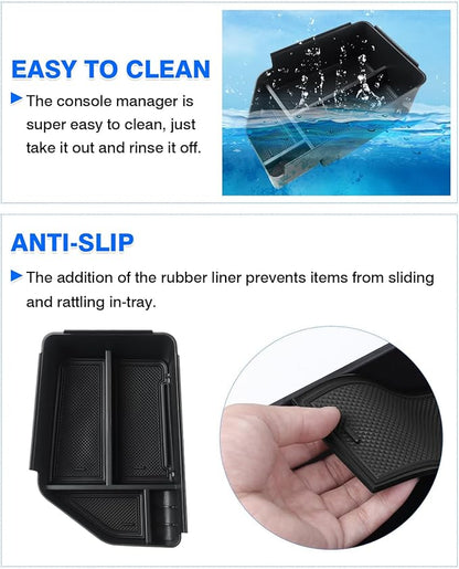 Autorder Center Console Organizer for 2022 2023 2024 2025 Kia EV6 Accessories Armrest Storage Box Secondary Insert Tray with Anti-slip Mat