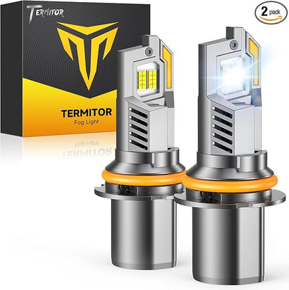 Termitor HB1 9004 Fog Light Bulbs, 70,000LM Brightness, Pack of 2 | 2026 Upgraded 12X Brighter, 6500K White, Same Size as Halogen, Long Lifespan, Fast Setup for Off-Road & Fog Driving