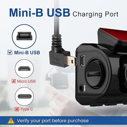 Anina Mini-B USB Dash Cam Power Cord 90° Right Angle for Rexing V1/V1P/Pro/V5/V3, Byakov S6, Rove R2-4K – NOT for Micro USB or Type-C10