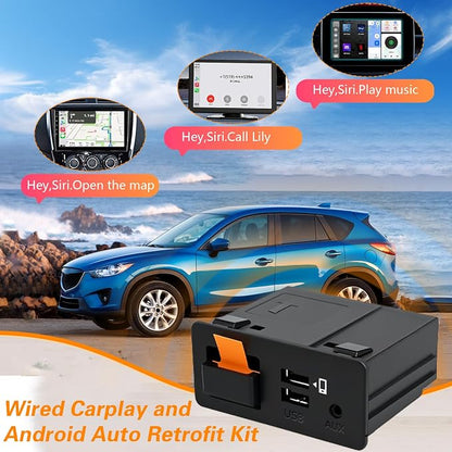 FUSCH Wired Carplay and Android Auto Retrofit Kit Media Hub Fits to MZD Connect System Compatible with Mazda 2/3/6/CX3/CX5/CX9/MX5 2014-2020 Replace#TK78-66-9U0C 00008FZ34 K1414（NEW P2 Version）