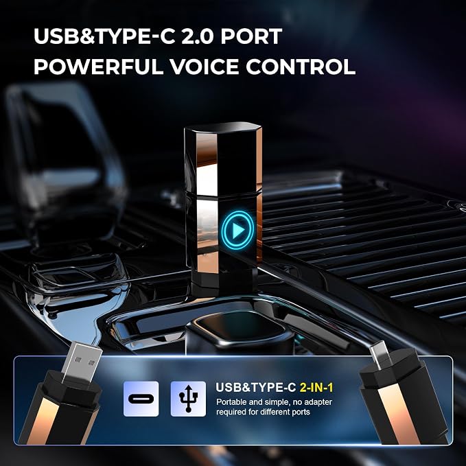 Wireless CarPlay Adapter for Android/iPhone, 2025 Upgrade 𝟮 𝙄𝙉 𝟭 USB-A&C, Fast BT 5.3GHz, Auto-Connect for Built-in Wired CarPlay Cars, Mini Android Auto Dongle Compatible for iOS 10+/Android 11+