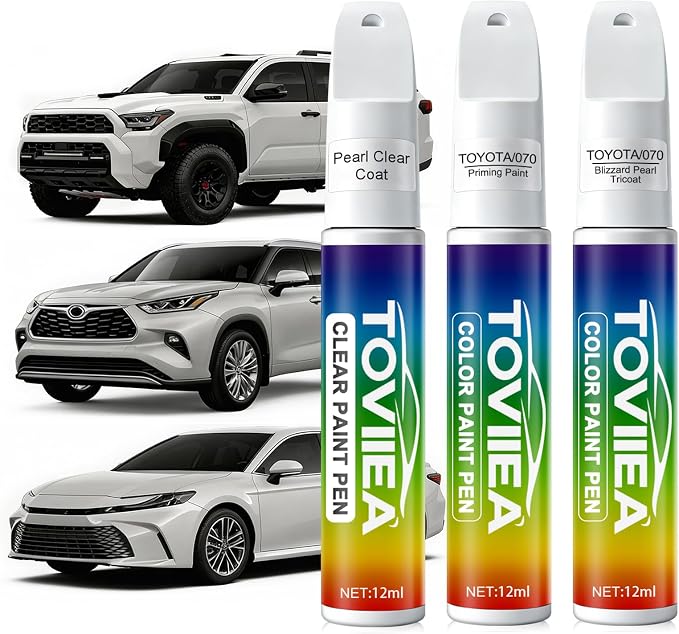 (070 Blizzard Pearl Tricoat Touch Up Paint Compatible with TOYOTA,2-In-1 Car Scratch Remover Pen,Car Paint Scratch Repair Kit for Scratches,Chips & Nicks,3-PCS SET,Innovation Upgrade Version