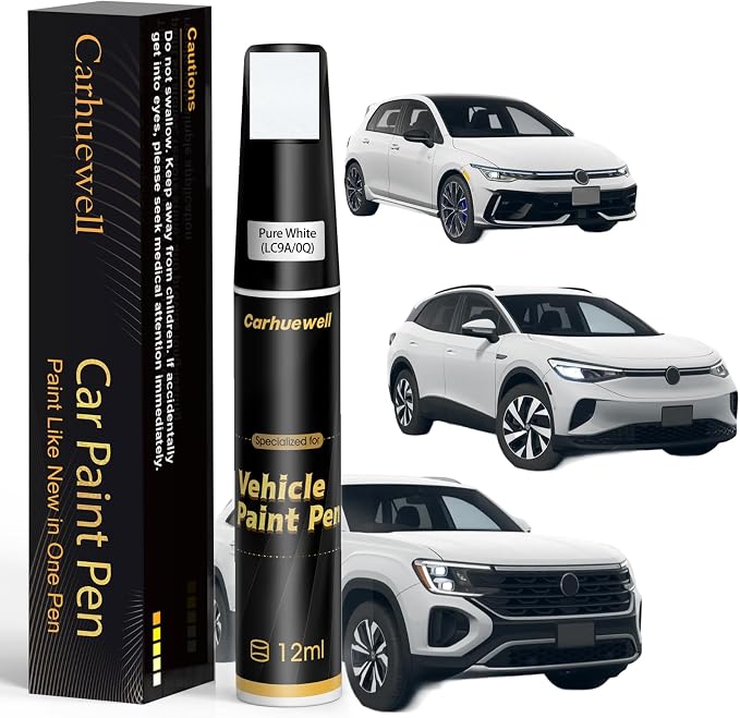 (LC9A/0Q Pure White Touch Up Paint Compatible with Volkswagen, Exact Match Car Paint Pen Automotive Scratch Repair Remover Kit Quick & Easy Solution for Vehicle Chips and Nicks