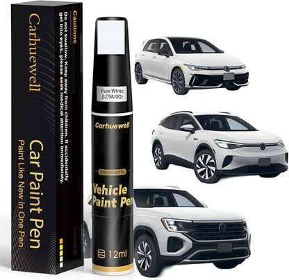 (LC9A/0Q Pure White Touch Up Paint Compatible with Volkswagen, Exact Match Car Paint Pen Automotive Scratch Repair Remover Kit Quick & Easy Solution for Vehicle Chips and Nicks