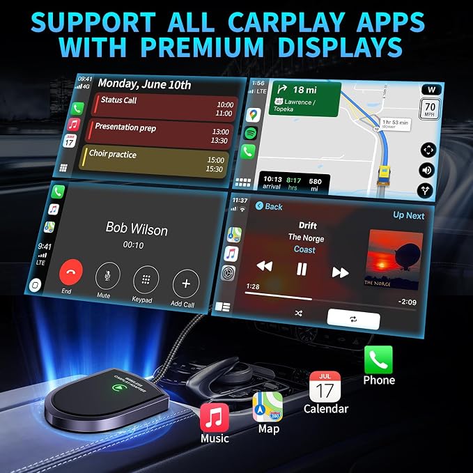 Wireless CarPlay Adapter for Apple iPhone (2025 Upgrade) – Instant Wireless CarPlay, Ultra-Low Latency, Stable Connection, Mini Bluetooth Dongle for iOS 10+ & Cars 2016+, Plug & Play Type-C