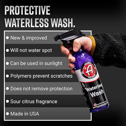 Adam's Polishes Waterless Wash (Gallon) - Cleaning Car Wash Spray for Detailing | Safe Ultra Slick Lubricating Formula for Auto, Boat, Motorcycle, RV | No Garden Hose, Wash Soap, or Foam Cannon