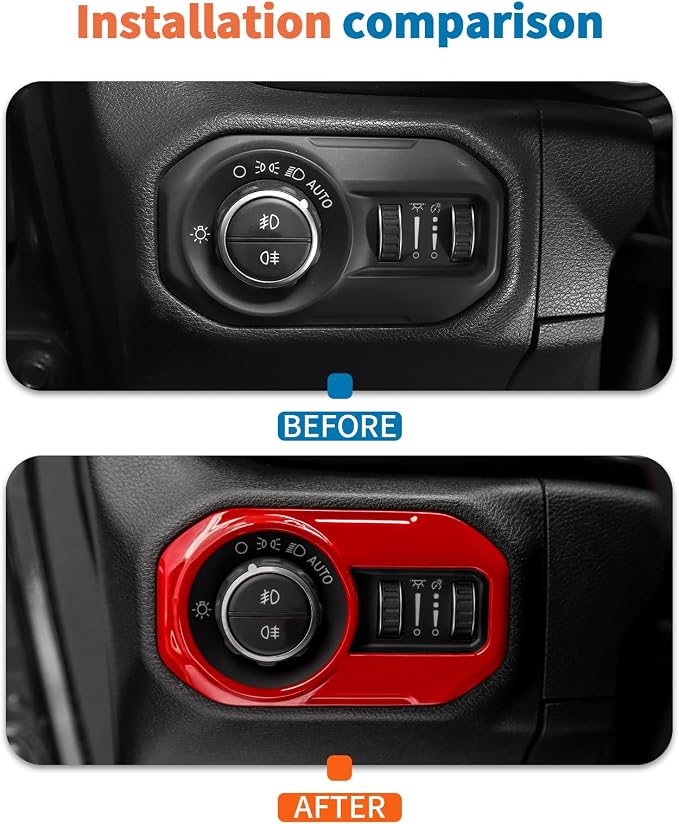 JeCar 11pcs Red Interior Trim Kit for 2024 2025+ Jeep Wrangler JL JLU & Gladiator JT
