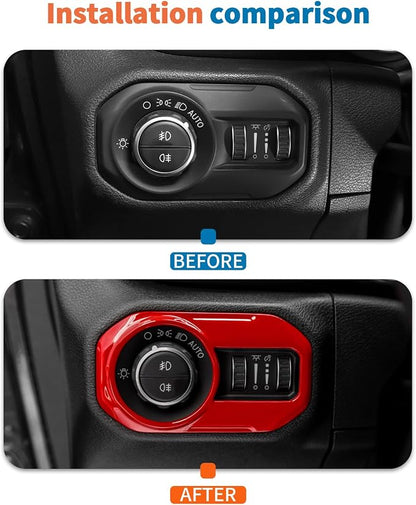 JeCar 11pcs Red Interior Trim Kit for 2024 2025+ Jeep Wrangler JL JLU & Gladiator JT