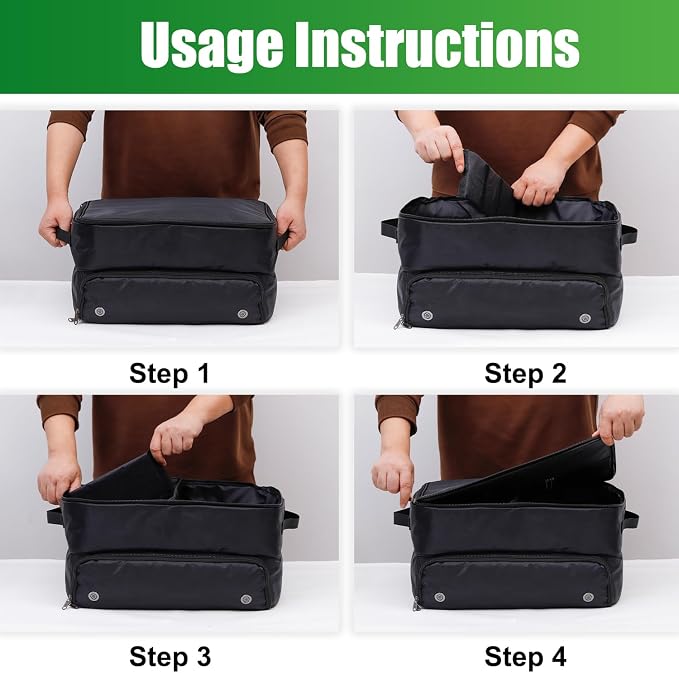 Golf Trunk Organizer 2 Layer with Separate Compartment for 2 Pair of Shoes, Golf Bag Storage for Car, Waterproof,Trunk Locker for Balls, Tees,Gloves
