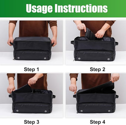 Golf Trunk Organizer 2 Layer with Separate Compartment for 2 Pair of Shoes, Golf Bag Storage for Car, Waterproof,Trunk Locker for Balls, Tees,Gloves