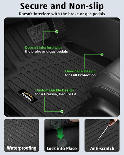 Floor Mats & Cargo Mat & Backrest Mat Custom for Toyota RAV4 Hybrid 2026 (Not for Cargo Area with Subwoofer) (Not for Phev), Door Sill Guards, All Weather TPE Floor Liners for RAV-4 2026 Accessories