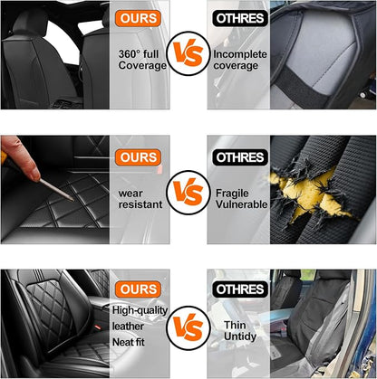 Taurus Car Seat Covers Fit for Ford Taurus 2002-2019, Premium Full Coverage Leather Automotive Seat Protectors, All Seasons Waterproof Breathable, Airbag Compatible, (Full Set, Black)