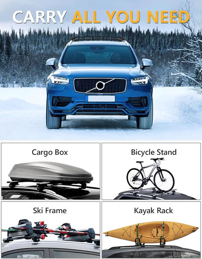 Tuyoung 300lbs Roof Rack Cross Bars Compatible with Volvo XC90 XC-90 2016-2026, Lockable Heavy Duty Aluminum Roof Rails Crossbars Cargo Bars Canoe Snowboard Rooftop Black Carrier Luggage