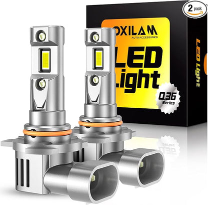 OXILAM 9012 HIR2 LED Light Bulb, 12X Brighter 6500K White, Anti-Flicker, 60,000Hrs Lifespan, Plug and Play, IP68, HIR2 9012 Fog Compatible with Cars Trucks SUVs, Pack of 2