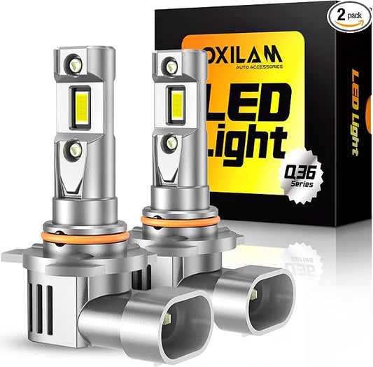 OXILAM 9012 HIR2 LED Light Bulb, 12X Brighter 6500K White, Anti-Flicker, 60,000Hrs Lifespan, Plug and Play, IP68, HIR2 9012 Fog Compatible with Cars Trucks SUVs, Pack of 2