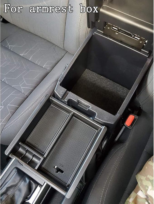 JKCOVER Center Console Accessory Organizer Compatible with Toyota Tacoma 2016 2017 2018 2019 2020 2021 2022 2023, ABS Material Box Insert Tray (Black trim)