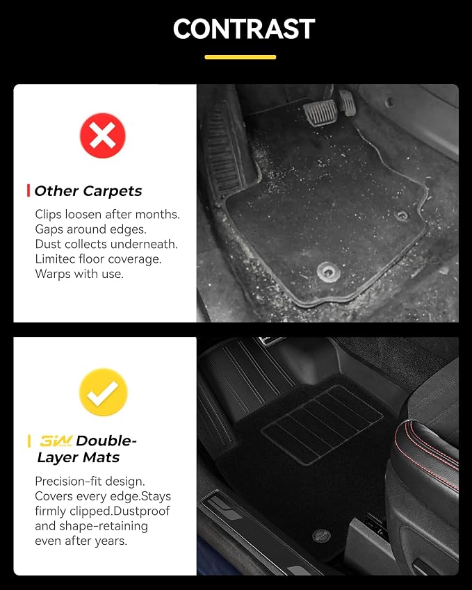 3W Floor Mats & Cargo Liner & Carpets Fit for 2021-2024 2025 Ford Bronco 4 Door, All Weather TPE Custom Fit Floor Liner and Trunk Mat Full Set Car Mats (Not for Bronco Sport & Rubberized Floor)