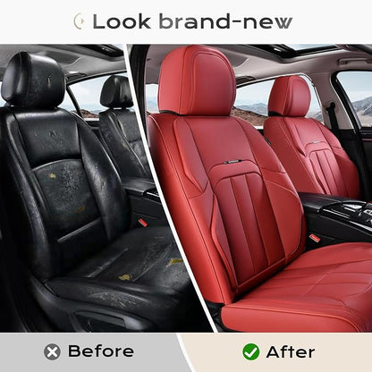 Coverado Car Seat Covers Front Set, Luxury Nappa Leather Seat Covers Universal Fit Waterproof Non-Slip Breathable Automotive Seat Protectors for Cars, SUVs, Trucks