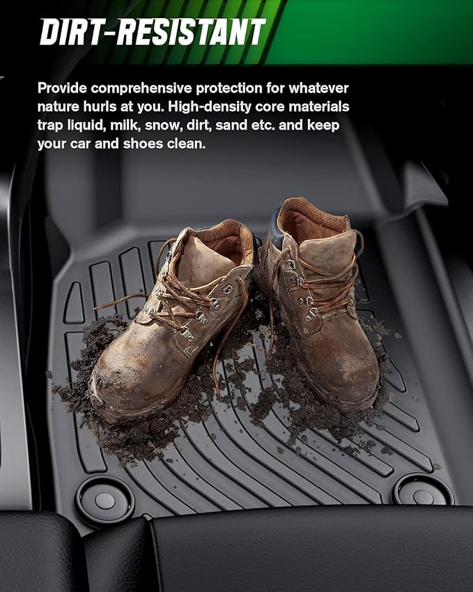 VIWIK Floor Mats Compatible for Ford F150 2015-2025 SuperCrew/Crew Cab for Ford F150 Car Mats All Weather Protection Custom Full Set Include 1st and 2nd Row, Automotive Floor Liner TPE Black 3PCS