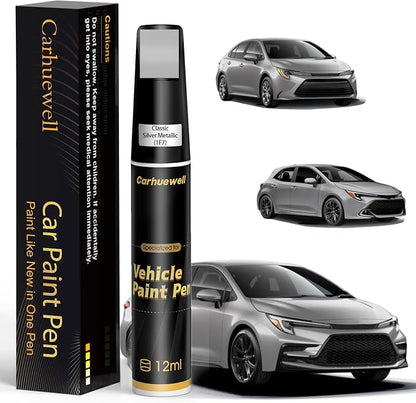 1F7 Classic Silver Metallic Touch Up Paint Compatible with Toyota, Exact Match Car Paint Pen Automotive Scratch Repair Remover Kit Quick & Easy Solution for Vehile Chips and Nicks