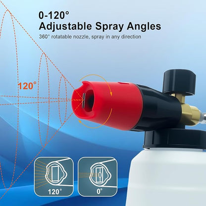 Adjustable Foam Cannon – 1/4 Inch Quick Connect, 1L (34 oz) Bottle, 5 Spray Nozzle Tips for Car Wash