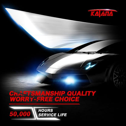 Katana H4 Bulbs, 9003 Light Bulb 400% Brightness 6500K Xenon White Extremely Super Bright Plug and Play Mini Size Fog Light,Pack of 2