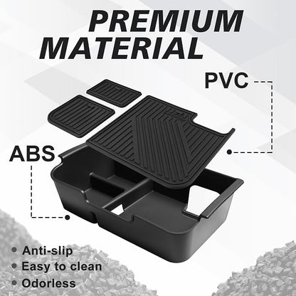 Muslogy Center Console Organizer Compatible with 2005-2021 Nissan Frontier & 2005-2012 Nissan Pathfinder Accessories Middle Console Divider Storage Box Armrest Insert Tray with Anti-Slip Mats