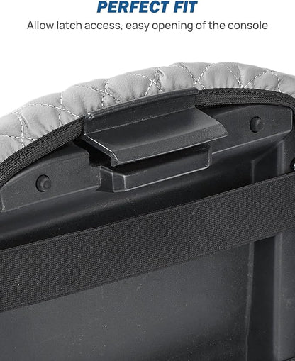 JOYTUTUS Center Console Cover Compatible with 2009-2015 Pilot, Leather Arm Rest Armrest Cover for Car, Well-Make Durable Middle Console Cover Lid Replacement for Trucks, Easy to Install, Gray